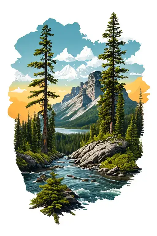 national park mashup tattoo design idea