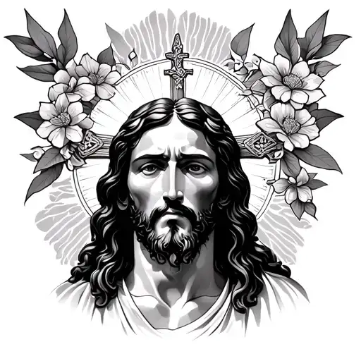 Japanese traditional style jesus christ tattoo design idea
