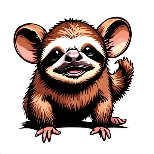 Rat fink style sloth tattoo design idea