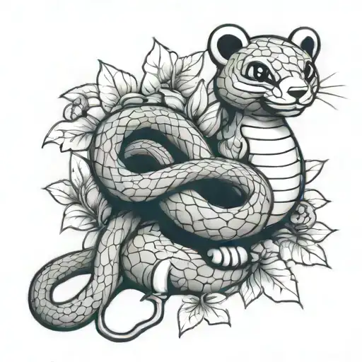 snake and teddy bear tattoo design idea