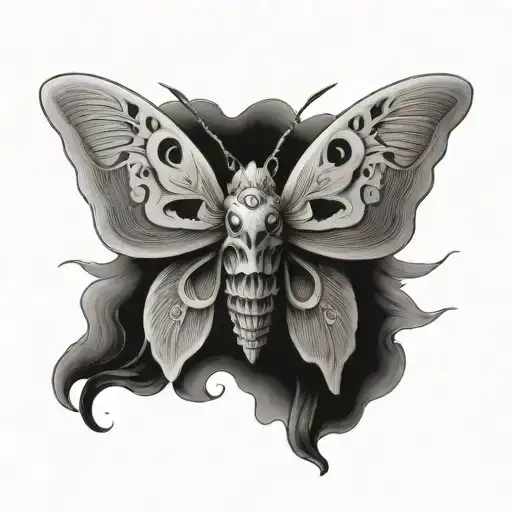 skull moth tattoo design idea