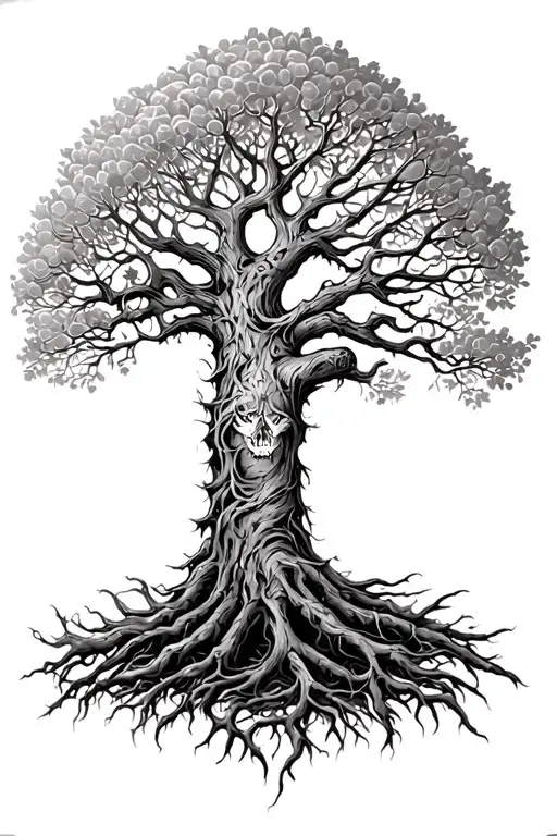 tree of knowledge of good and evil tattoo design idea