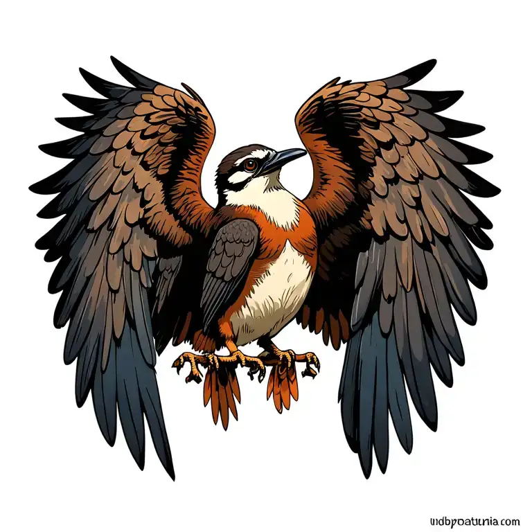 kookaburra wings spread wide tattoo design idea