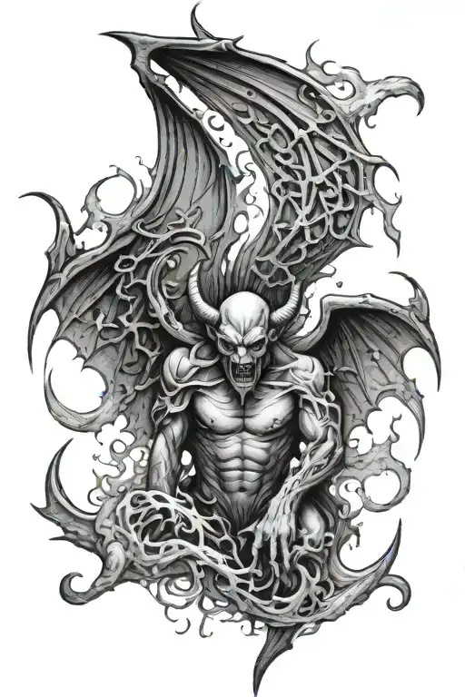 devil wings spread wide tattoo design idea