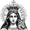 virgin Mary with crown, add Roman numerals 12 & 22, the name Lemmon la'shae with a lioness and bayou tattoo design idea