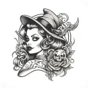 halloween pinup girl tattoo design idea