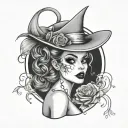 halloween pinup girl tattoo design idea