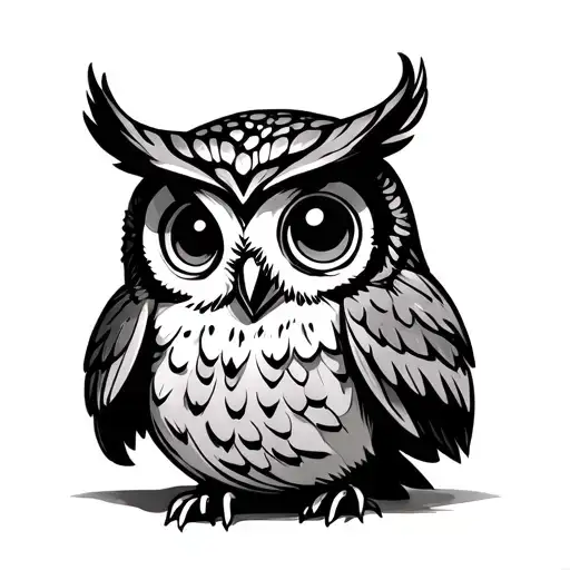 cute owl sitting tattoo design idea