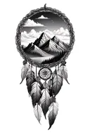 mountain landscape and dream catcher tattoo design idea