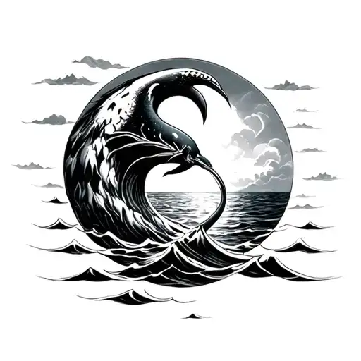 sea ​​and mourning tattoo design idea
