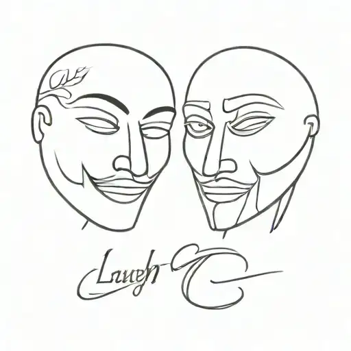laugh now cry later mask tattoo design idea