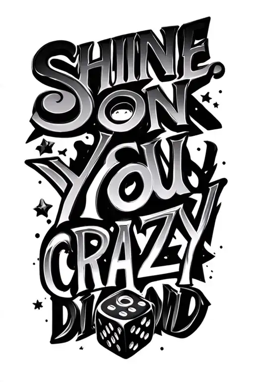 "Shine on, you crazy diamond" Pink Floyd themed, D&D dices, photo lens,  tattoo design idea