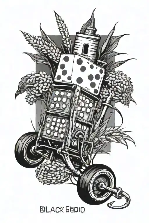 dice rolling, cornfield, green eye, invalid chair, serbia tattoo design idea