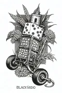 dice rolling, cornfield, green eye, invalid chair, serbia tattoo design idea