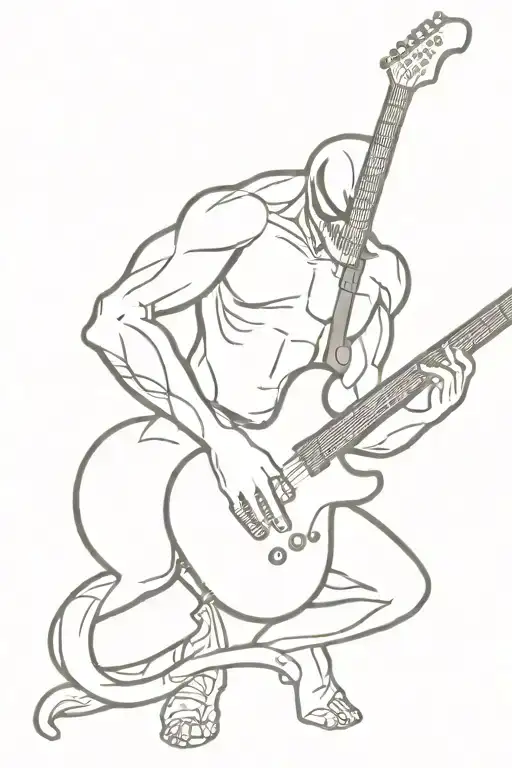 Venom playing the guitar tattoo design idea