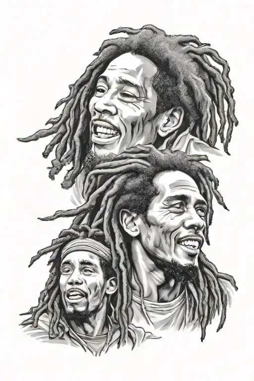 Bob Marley and Notorious B I G tattoo design idea