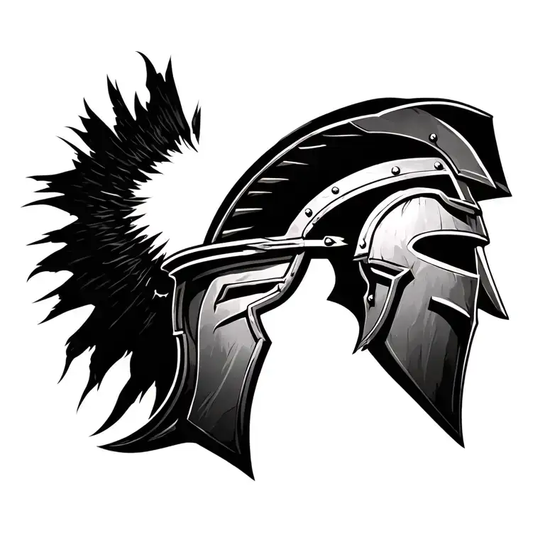 "Invictus:" "Invictus Stay" Spartan Helmet tattoo design idea