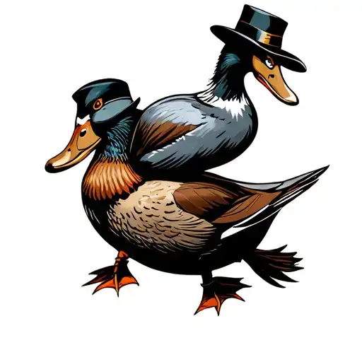 mafia duck riding tattoo design idea