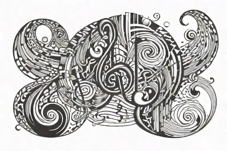 A minimalist tattoo design of a music note intertwined with a heart symbol tattoo design idea