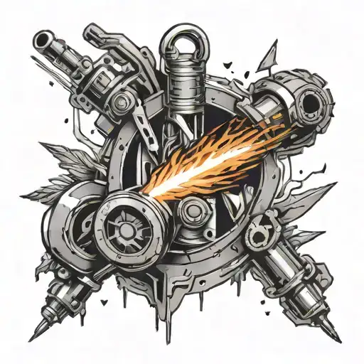 Design a tattoo that showcases the art of welding, with sparks flying and metal being fused together tattoo design idea