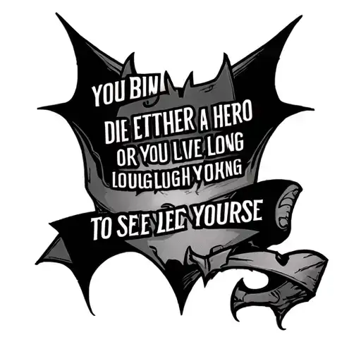 dame ideas de tatuaje para un tatuaje con la frase de batman you either die a hero or you live long enough to see yourse tattoo design idea