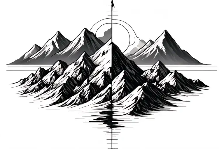 basic lines creating five peaks using the golden ratio tattoo design idea