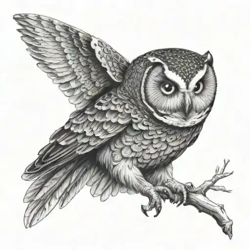 Nocturnal Owl flying tattoo design idea