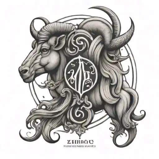 Virgo and Aries Zodiac Symbol Combination tattoo design idea