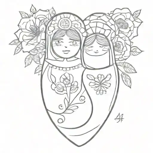 40 years matryoshka friendship tattoo design idea
