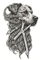 shears dog grooming tools intertwined minimalistic timeless look  tattoo design idea