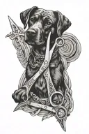 shears dog grooming tools intertwined minimalistic timeless look  tattoo design idea