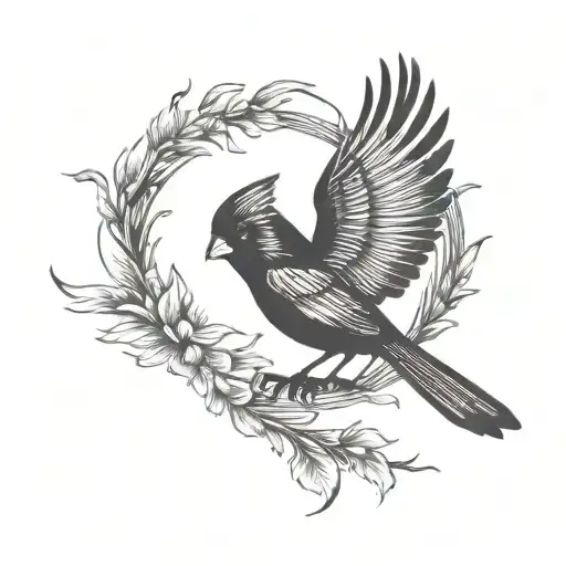 cardinal flying silhouette two wing tattoo design idea