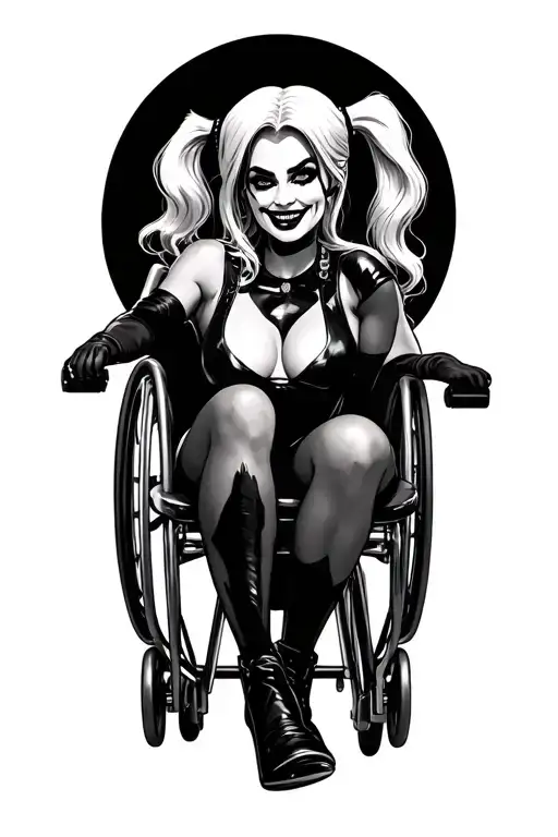 sexy harley quinn whit wheelchair specialist diving tattoo design idea