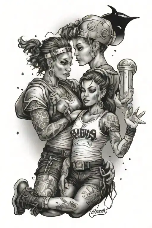 A dual-themed tattoo featuring the Gemini twins wearing Raiders gear and surrounded by hip hop elements tattoo design idea