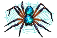 galaxy web spun by a labradorite cat faced orb weaver spider tattoo design idea