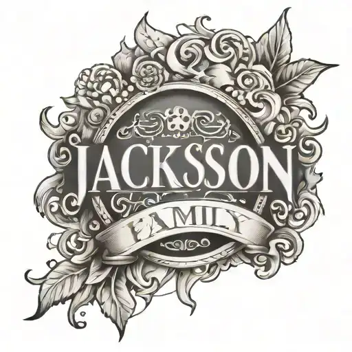 Jackson  last name negative shading  and the word  family popping up out of Jackson tattoo design idea