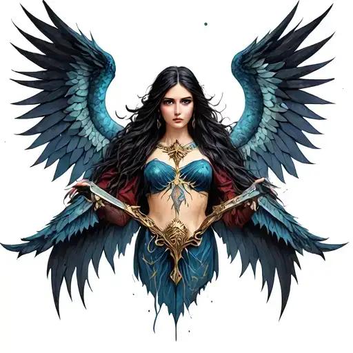  Goddess Morrigan, phases of the moon, war, battle, prophecy  tattoo design idea