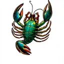 crawfish fighting tattoo design idea