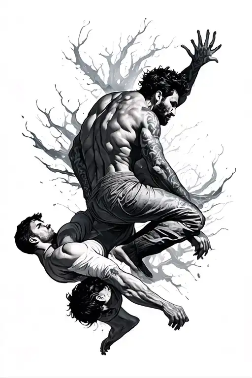 falling men tattoo design idea