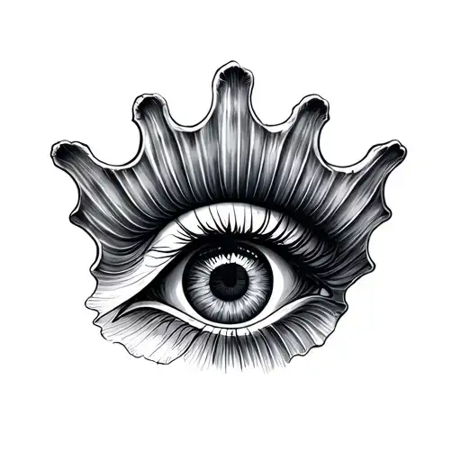 camino santiago minimalist scallop shell with an eye its base tattoo design idea