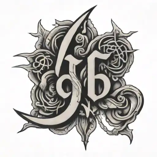666 number tattoo design idea