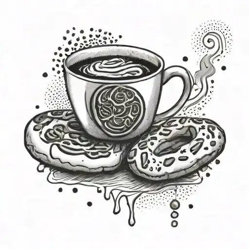 coffe and bagel tattoo design idea