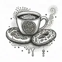 coffe and bagel tattoo design idea