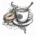 coffe and bagel tattoo design idea