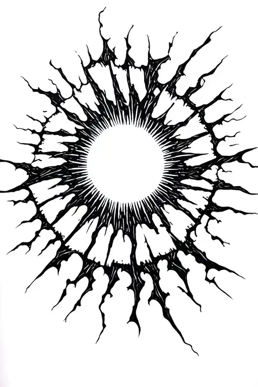 a burning sun shattering into pieces tattoo design idea