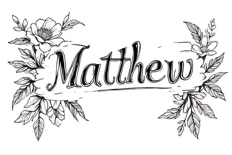 floral tramp stamp with the name Matthew hidden  tattoo design idea