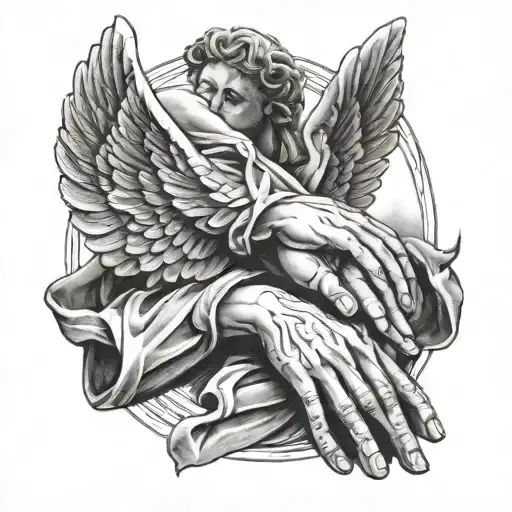 angels praying hands tattoo design idea