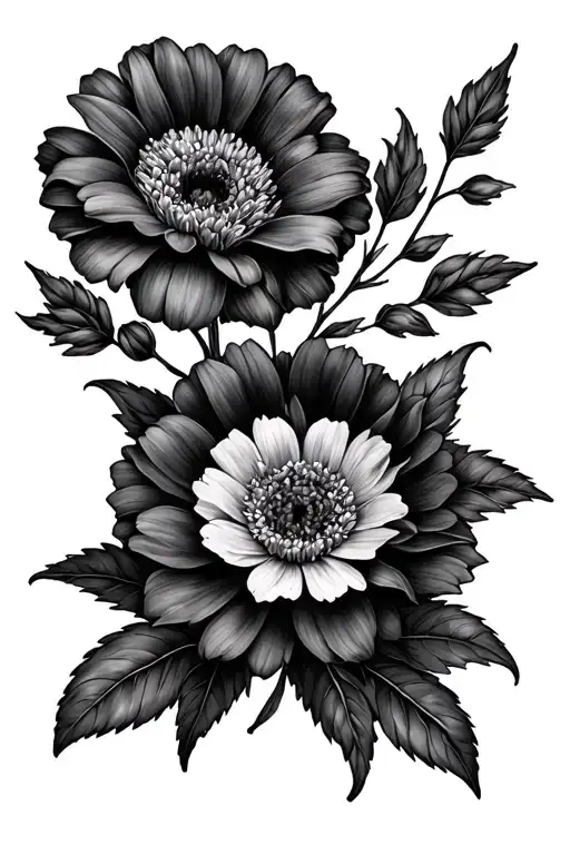 April and November birth flowers tattoo design idea
