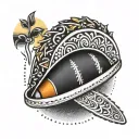 A taco with a basketball pattern, incorporating Navajo and Mexican cultural elements tattoo design idea