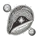 A taco with a basketball pattern, incorporating Navajo and Mexican cultural elements tattoo design idea
